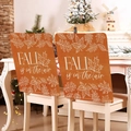 Détail de housses de chaise orange avec feuille d'érable et texte FALL is in the air - Style Érable Artistique Orange Foncé (YT08-25) / 1 Pièce (49x58cm)