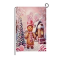 Detailed macro of festive gingerbread man garden flag with fabric texture and vivid colors - Hyq41-19