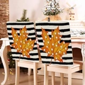 Lot de 2 housses de chaise de Thanksgiving avec feuilles d'érable et rayures noires - Style Rayé Noir Blanc (YT08-21) / 1 Pièce (49x58cm)