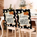 Détail de housses de chaise Happy Harvest avec feuilles d'érable et pois blancs sur noir - Style Récolte Pois Noir Blanc (YT08-22) / 1 Pièce (49x58cm)