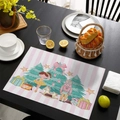 Detail view of a Christmas placemat with Nutcracker and ballet motifs on a dark wood table - Nutcracker Soldier (CD46-18)