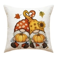 Square fall pillow case featuring gnomes with pumpkins and maple leaves print - Double Gnome Pattern (YMD1-9) / 45x45cm
