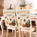 Housse de chaise avec citrouille et feuille d'érable pour décor de Thanksgiving - Style Citrouille Plaid Noir Blanc (YT08-7) / 1 Pièce (49x58cm)
