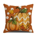Autumn pillow cover with orange pumpkins and maple leaves on polka dot background - Polka Dot Pumpkin Pattern (YMD1-11) / 45x45cm