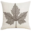 Nordic autumn maple leaf print square pillow cover in beige cotton linen for sofa decor - Maple Leaf Vein Pattern (TQYM67-5)