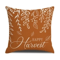 Caramel orange cotton linen pillow cover with Happy Harvest pumpkin leaf print - Happy Harvest Art Pattern (YMD1-13) / 45x45cm