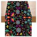 Black table runner with colorful floral skull pattern for Halloween decor - 33*183cm / Black Ethnic Floral Style (ZQ38-5)