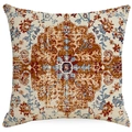 Funda de cojín bohemia de lino con diseño de mandala en terracota y gris azulado - Patrón de Mandala de Terracota (TQSD1--2) / 45*45cm Lino de una sola cara