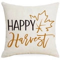 Beigekleurige linnen kussensloop met Happy Harvest print en herfstachtig esdoornblad - 45*45cm Enkelzijdig linnen / Happy Harvest Stijl (TQYM69-4)