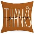 Herbst-Kissenbezug in Karamell-Orange mit Kürbis-Motiv und THANKSgiving-Schriftzug - 45*45cm Leinen Einseitig Ohne Füllung / Thanksgiving Schriftzug (TQYM70-4)