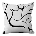 Minimalistischer Kissenbezug in Weiß mit schwarzer abstrakter Körperkunst im Nordic-Stil - 45x45CM Ohne Kissenkern / ALS9-1