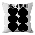Nordic minimalist black and white square cushion cover with Tout Est Magique print - Heart Art French (ALS9-5) / Cover Only (Without Core)