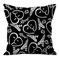 Minimalist black square pillow cover with white Love text and Eiffel Tower graphic - Paris Romantic Art (ALS9-7) / Cover Only (Without Core)