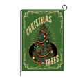 Christmas garden flag with vintage green tree illustration and rustic linen texture - Christmas Tree Style (HYQ42-1)
