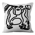 Nordic minimalist square cushion cover with black abstract line art on white fabric - Portrait Outline Wave (ALS9-12) / Cover Only (Without Core)
