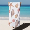 Microfiber beach towel with realistic starfish and seashell print for seaside vacation - Marine Life Print (STJ02-6) / 70*140cm