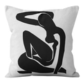 Nordic black and white pillow cover with minimalist abstract human silhouette pattern - Matisse Style Silhouette (ALS9-15) / Cover Only (Without Core)