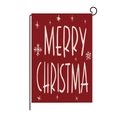 Dunkelrote Merry Christmas Gartenflagge mit weißem Text und schwarzem Metallständer - Rotes Merry Christmas Stil (HYQ42-15)