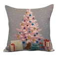 Funda de cojín de árbol de Navidad rosa con cajas de regalo estilo pintura al óleo - 45*45cm Peluche Corto Una Cara Sin Núcleo / Tqr21-4