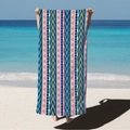Microfiber beach towel with colorful geometric tribal pattern on a sunny seaside - Exotic Geometric Tribal (STJ02-10) / 70*140cm