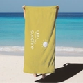 Bright yellow microfiber beach towel with sunshine print and sun icon on seaside beach - Yellow Sun Quote (STJ02-11) / 70*140cm