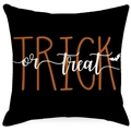 Halloween Trick or Treat pillow case with orange text and white bat on black linen cover - 45x45cm / TRICK or treat (TQR32-4)