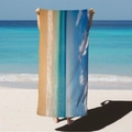 Microfiber beach towel featuring a tropical ocean print with blue sky and sand design - Full Beach Photo (STJ02-14) / 70*140cm