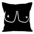 Black square pillowcase with minimalist white line art female silhouette design - Female Outline Black (ALS9-26) / Cover Only (Without Core)
