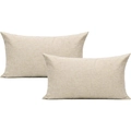 Juego de 2 fundas de cojín lumbar rectangulares en lino natural con tejido texturizado - Funda de Almohada Lumbar (TQR48-2) / Solo funda