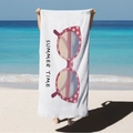 Microfiber beach towel with pink sunglasses print and Summer Time typography - Sunglasses SUMMER TIME (STJ02-17) / 70*140cm