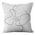 Nordic abstract kiss line art pillow cover in white and black minimalist design - Kissing Portrait Line (ALS9-28) / Cover Only (Without Core)