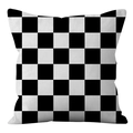 Minimalist Nordic style checkerboard square pillowcase with black and white grid pattern - Black White Checkerboard (ALS9-29) / Cover Only (Without Core)