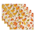 Set of 4 heat-resistant autumn placemats with colorful pumpkin and maple leaf prints - Full Fall Maple Leaf Style (CD61-40)