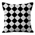 Nordic minimalist square pillowcase featuring black and white argyle geometric patterns - Argyle Geometric (ALS9-30) / Cover Only (Without Core)