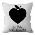 Minimalist square throw pillow cover with black apple print and chic lettering - Heart Apple Slogan (ALS9-31) / Cover Only (Without Core)