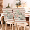 Pack de 2 fundas de silla a rayas rosas con calabazas y lunares dorados para otoño - Calabazas de Colores Lunares (YT09-3)