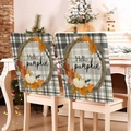 Plaid dining chair covers with pumpkin wreath and Hello Pumpkin print for Thanksgiving - Hello Pumpkin Plaid (YT09-8)