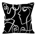 Nordic minimalist black cushion cover with white abstract face line art pattern - Abstract Face Black (ALS9-34) / Cover Only (Without Core)