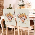 Set of two linen chair covers with autumn pumpkin and maple leaf prints for home decor - Sweet Autumn Glass Bottle (YT09-13)