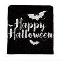 Black vintage Happy Halloween chair cover with white bats and gothic lettering - Ytm2-2 / 49*58cm