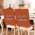 Set of two burnt orange dining chair covers with Bless this Home text for Thanksgiving - Bless This Home Text (YT09-15)