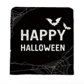 Black cotton linen Halloween pillow cover with white Happy Halloween print and bat design - Ytm2-3 / 49*58cm
