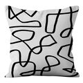 Nordic minimalist black and white square cushion cover with abstract line art patterns - Continuous Line Black (ALS9-39) / Cover Only (Without Core)