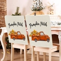 Thanksgiving chair cover with Pumpkin Patch red vintage truck and autumn leaves design - Pumpkin Patch Red Truck (YT09-18)