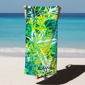 Microfiber beach towel with tropical flower pattern and summer text displayed on beach - SUMMER Abstract Floral (STJ02-29) / 70*140cm