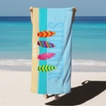 Microfiber beach towel featuring colorful surfboards and Time to Rest typography print - SUMMER Surfboards (STJ02-33) / 70*140cm