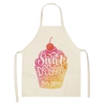 Detail of cute cupcake print and Sweet Desserts text on cotton linen apron fabric - Beige Watercolor Cupcake (WQ05-14)
