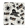 Halloween pillow cover with spider web and ghost patterns on linen fabric texture - Spider Web Ghost Text Graffiti Style (YTM2-13)