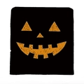Black linen Halloween chair cover featuring a bright orange hand-drawn pumpkin face pattern - Hand-drawn Texture Orange Pumpkin Style (YTM2-14)