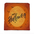 Square orange Halloween chair cover with black Happy Halloween text and spider web pattern - Happy Halloween Orange Gradient Style (YTM2-16)